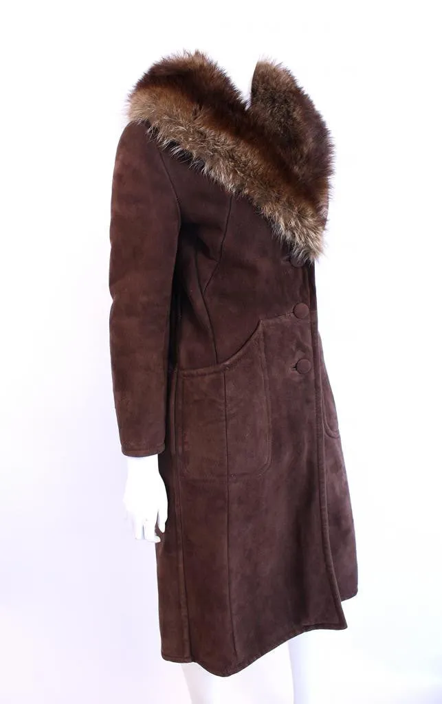 Vintage 70's Shearling Coat w/Fur Collar