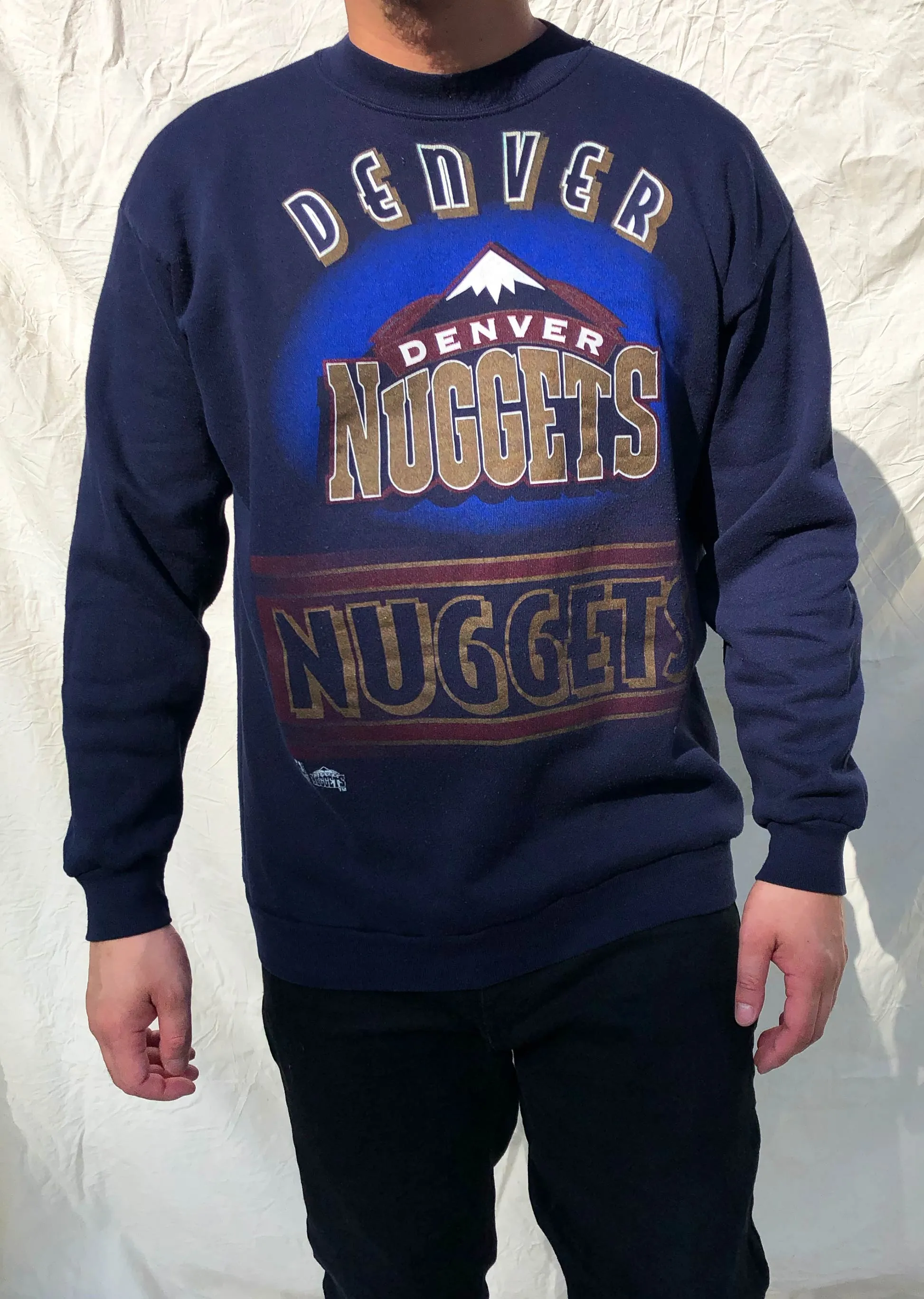 Vintage 90's Tultex NBA Denver Nuggets Sweater Navy (L)