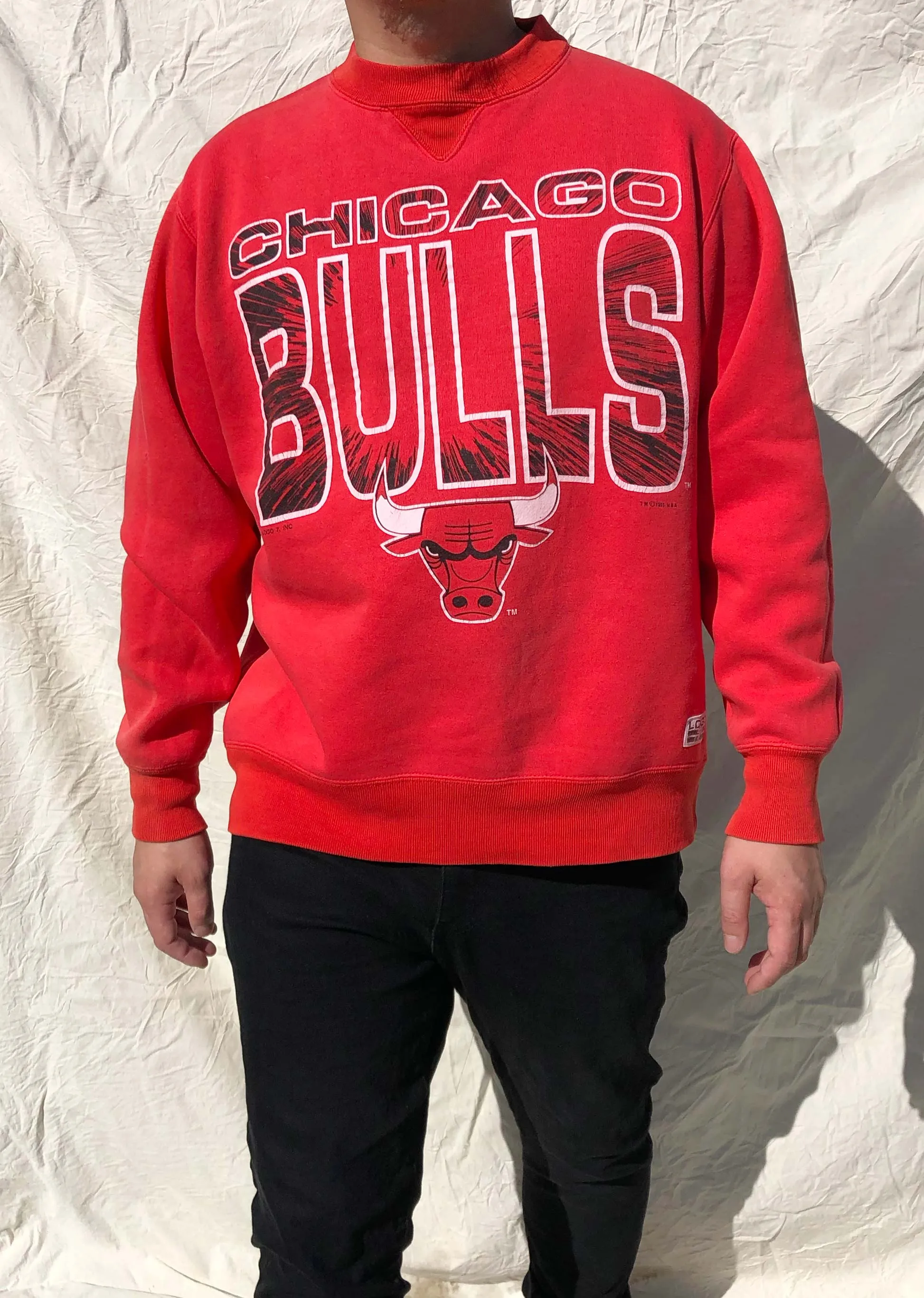 Vintage Logo 7 '91 NBA Chicago Bulls Sweater Red (L)