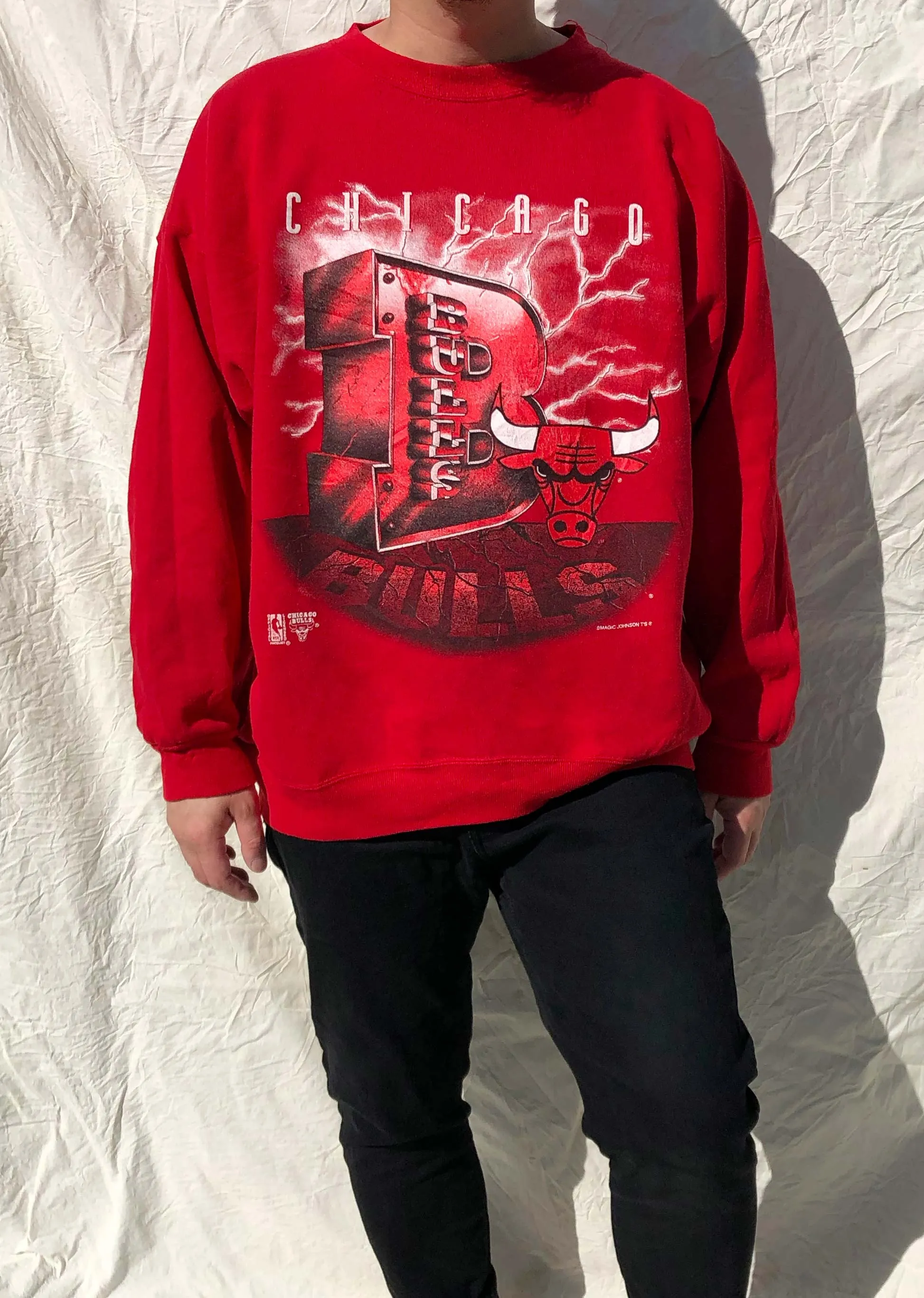 Vintage Signal Sports 90's NBA Chicago bulls Sweater Red (XXL)