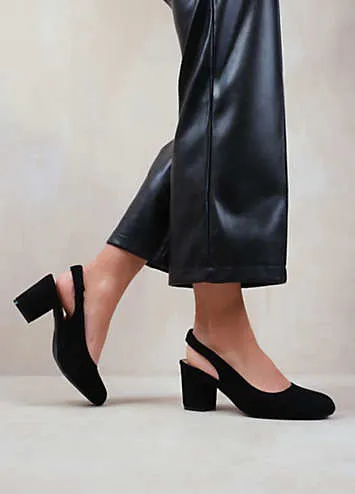 Where’s That From Edith Black Suede Slingback Court Shoes | Grattan