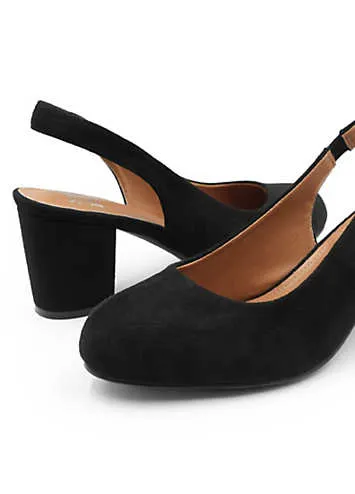 Where’s That From Edith Black Suede Slingback Court Shoes | Grattan