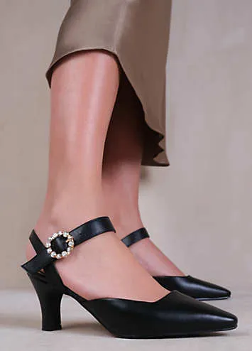 Where’s That From New Form Black Diamante Buckle Detail Court Shoes | Kaleidoscope