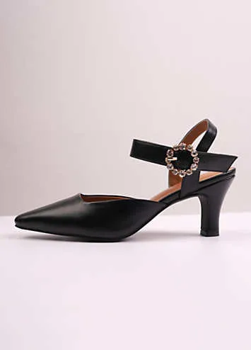 Where’s That From New Form Black Diamante Buckle Detail Court Shoes | Kaleidoscope