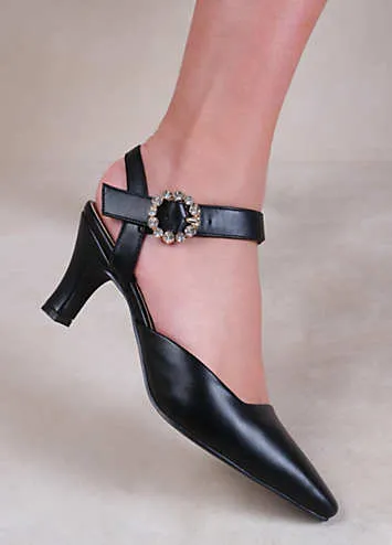 Where’s That From New Form Black Diamante Buckle Detail Court Shoes | Kaleidoscope