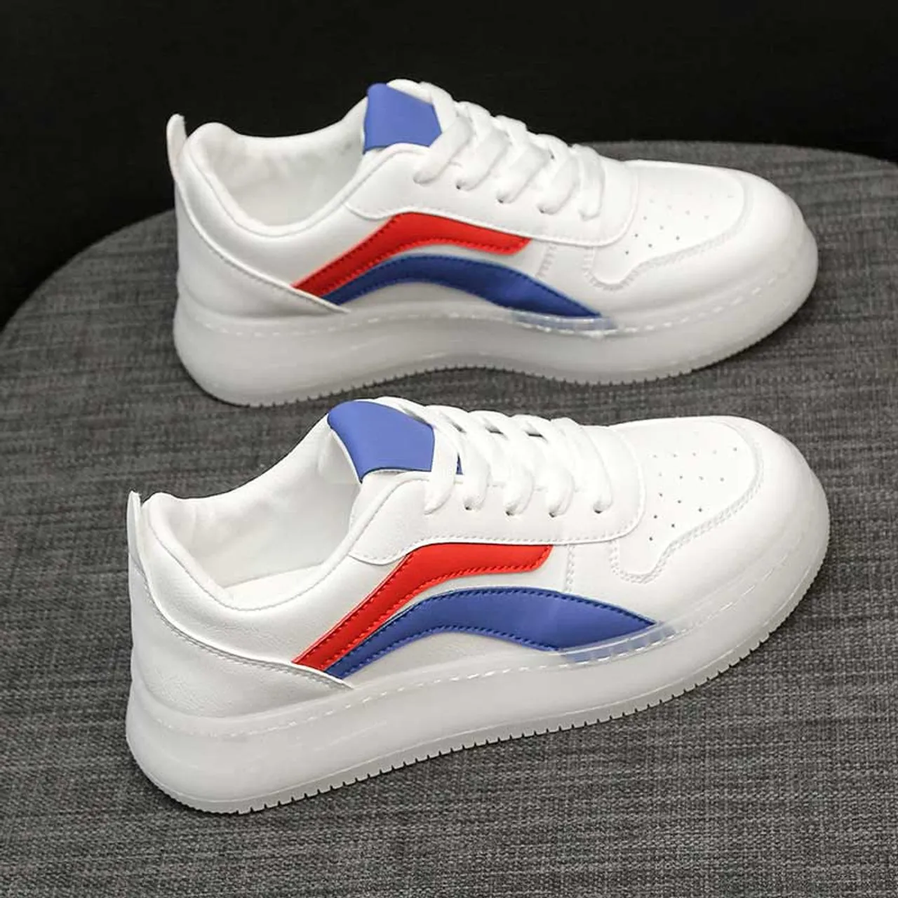 White blue color stripe shoe sneaker