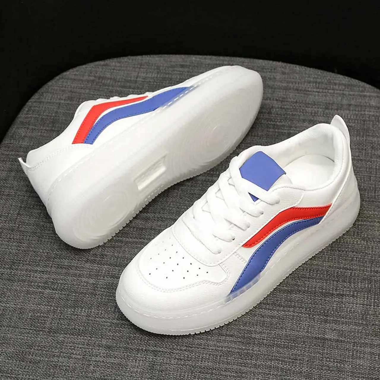 White blue color stripe shoe sneaker