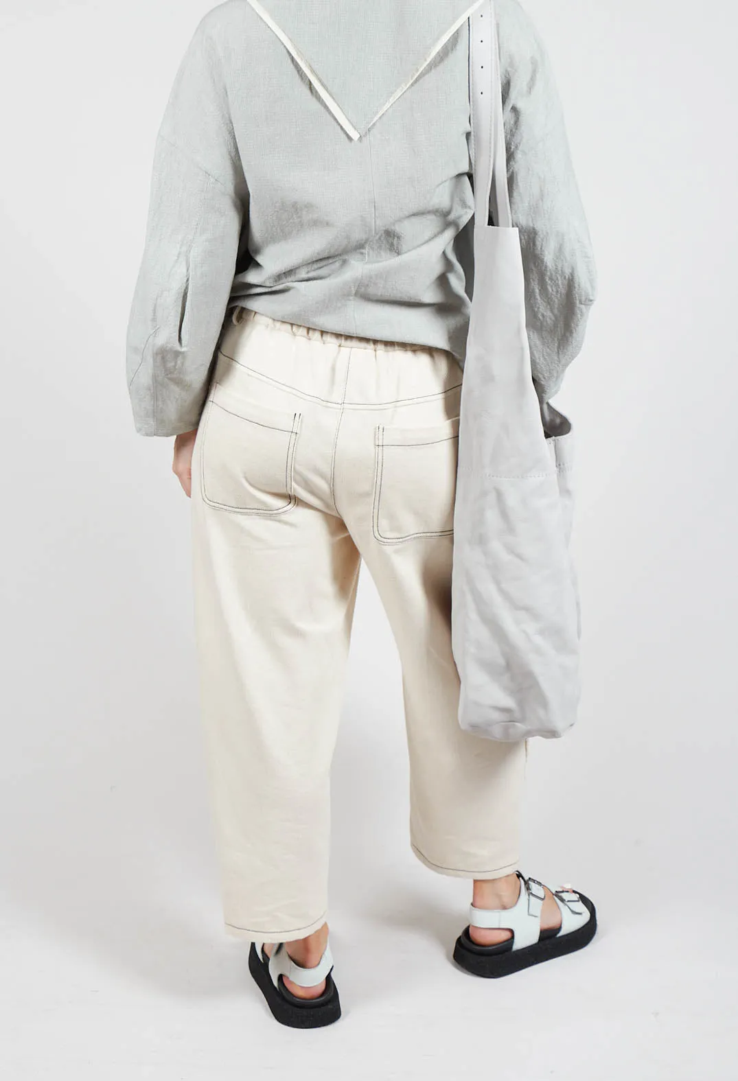 Wide Leg Cropped Trousers in Cream