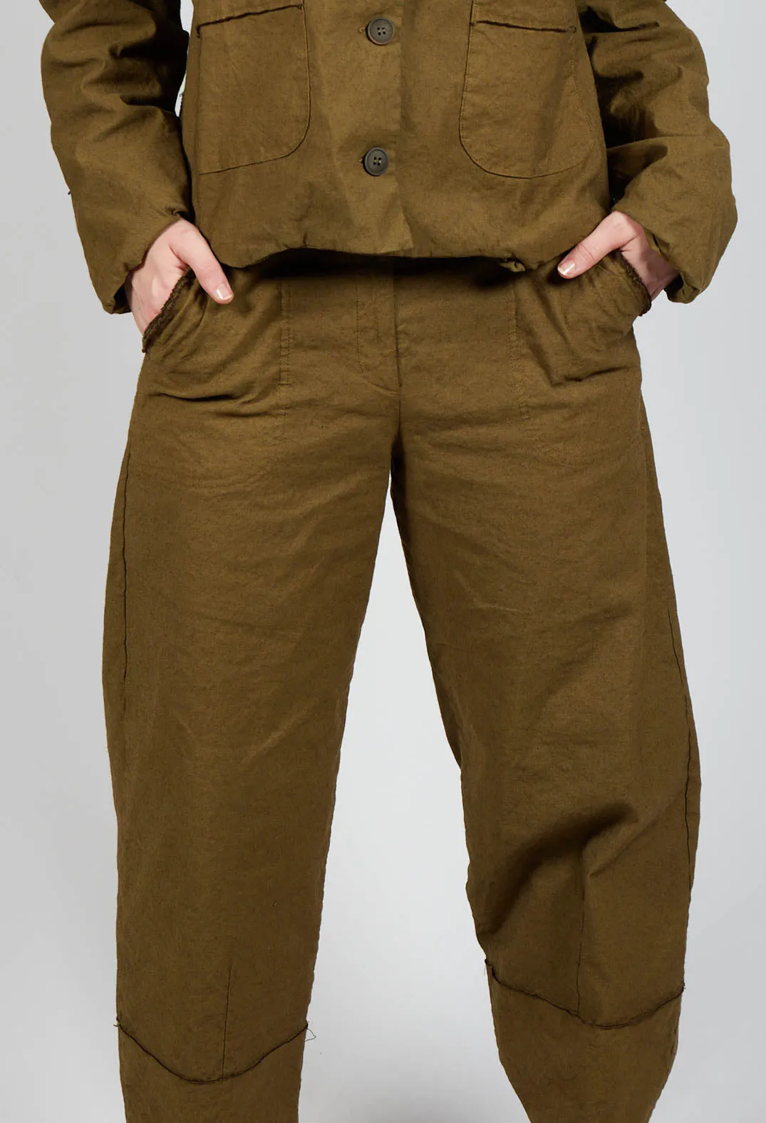 Wide Leg Cropped Trousers in Oliva