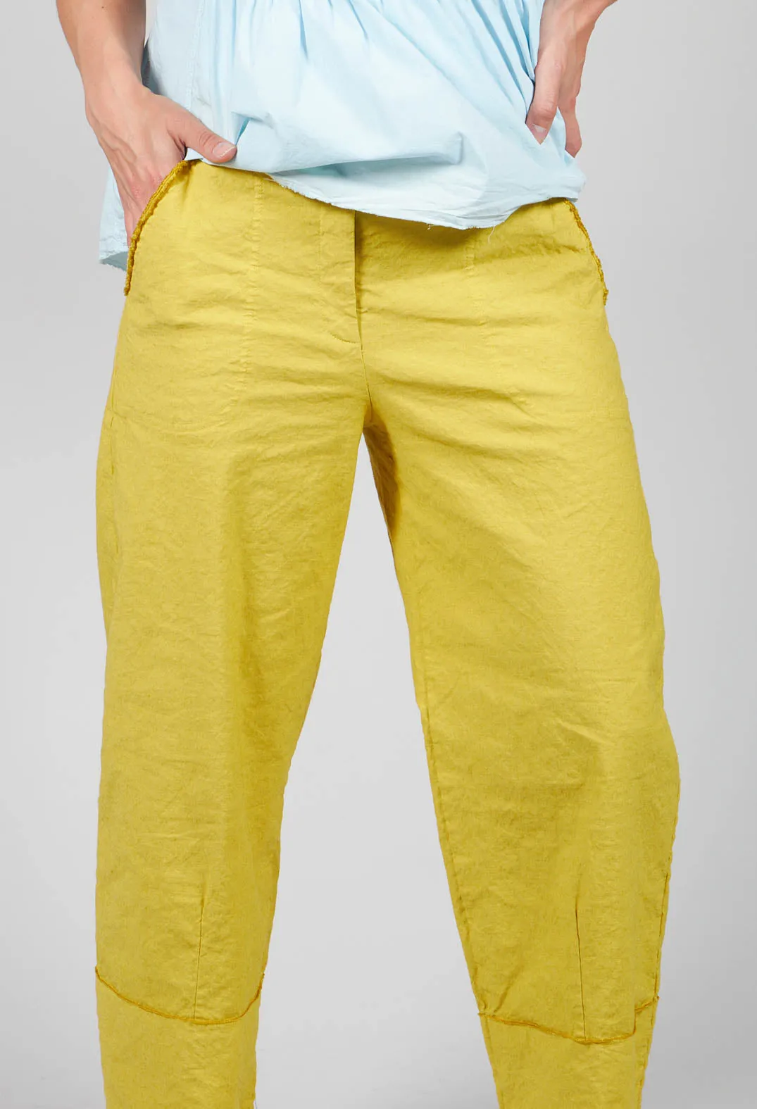 Wide Leg Cropped Trousers in Senape