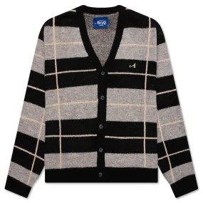 Windowpane Mohair Cardigan - Charcoal Multi