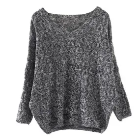 Women Sweaters And Pullovers Long Sleeve Loose V-Neck Sweater Knitwear Women Fall Outwear Sweaters Pulover Feminino#A11 SM6