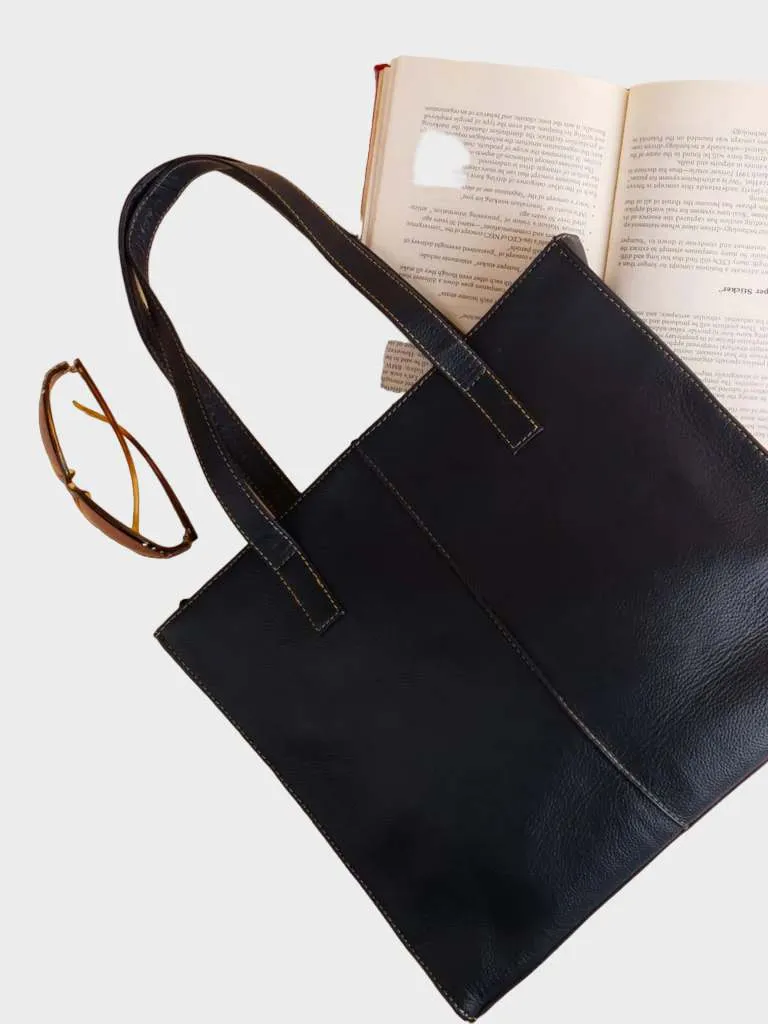 Women's Leather Tote Bag Midnight Blue: Edendale –