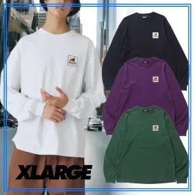 X-Large  |Crew Neck Unisex Street Style Long Sleeves Plain Cotton