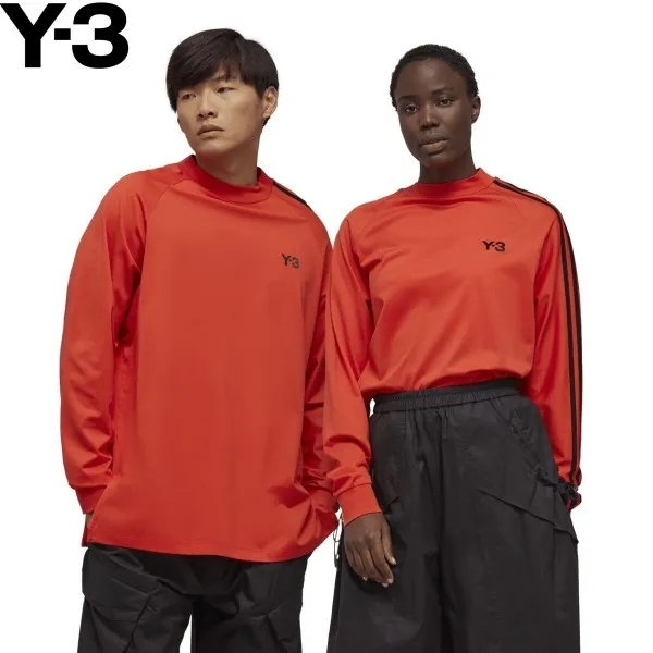 Y-3  |Stripes Unisex Street Style Long Sleeves Plain Cotton