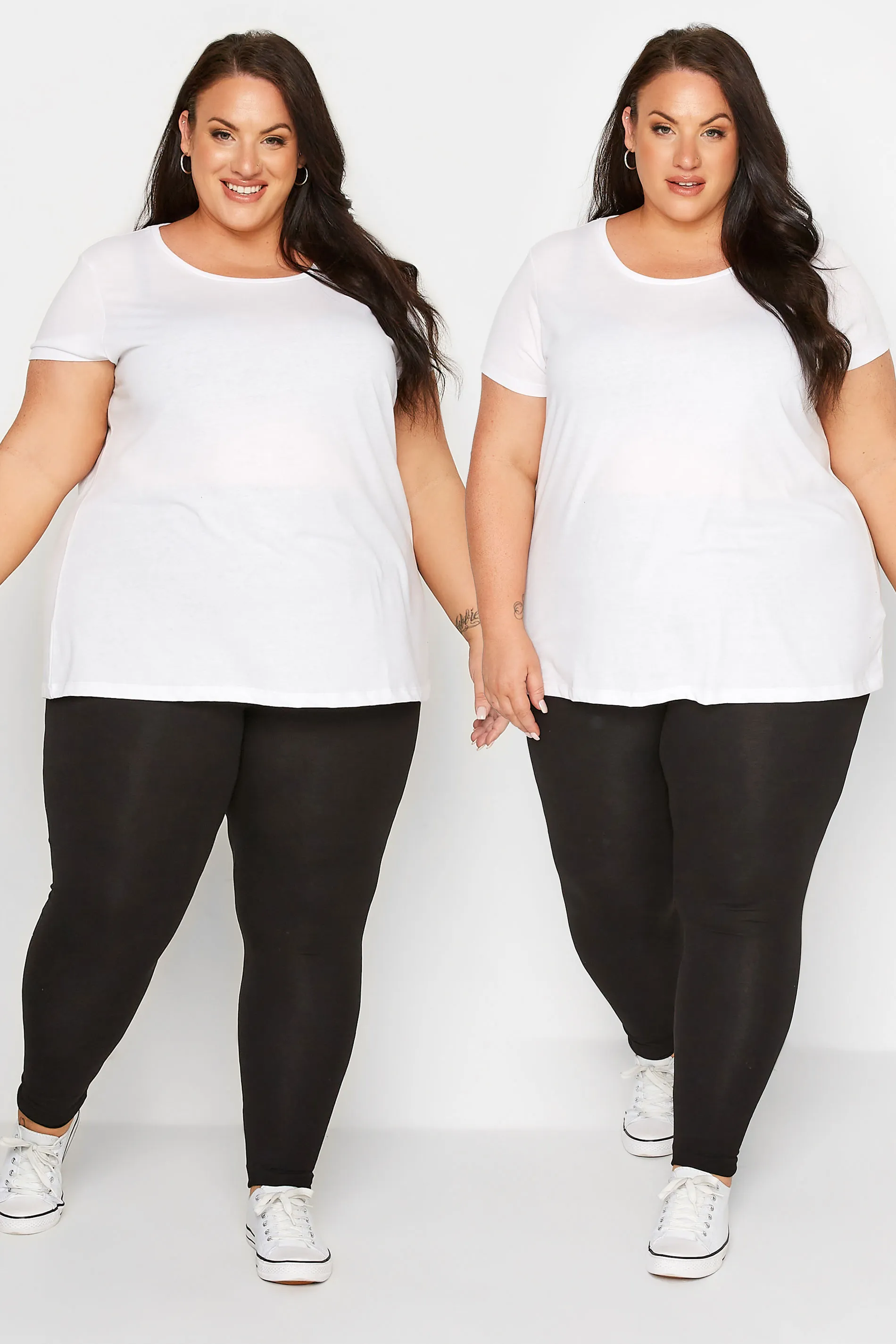 YOURS FOR GOOD 2 PACK Curve Black Cotton Stretch Leggings