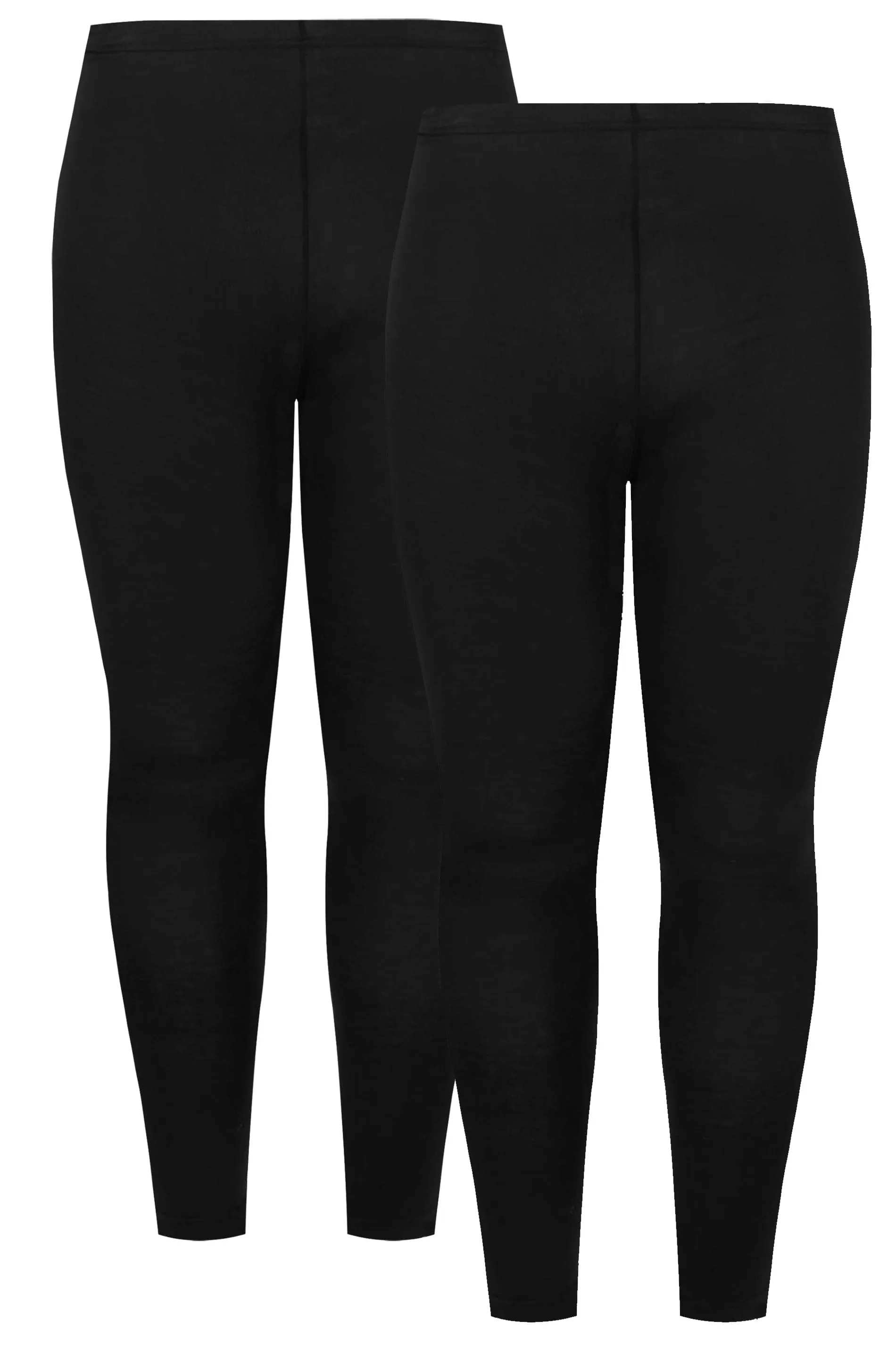 YOURS FOR GOOD 2 PACK Curve Black Cotton Stretch Leggings