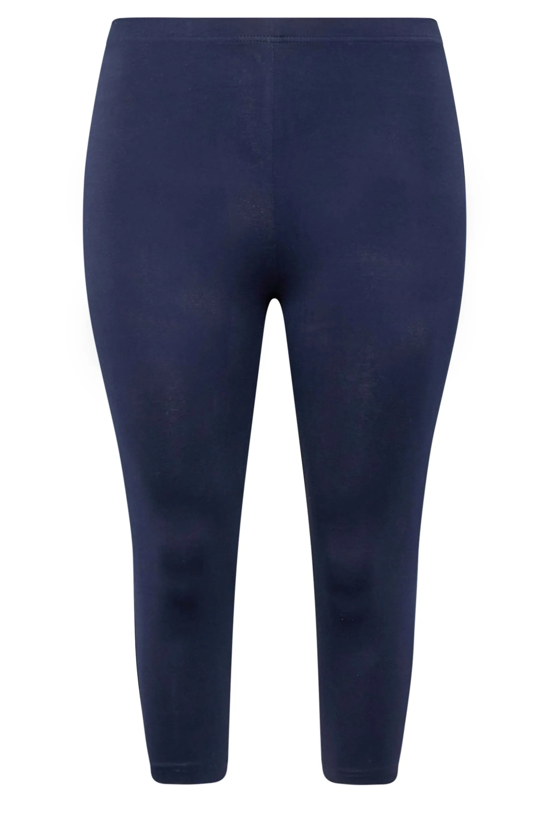 YOURS FOR GOOD Curve Navy Blue Cotton Stretch Cropped Leggings