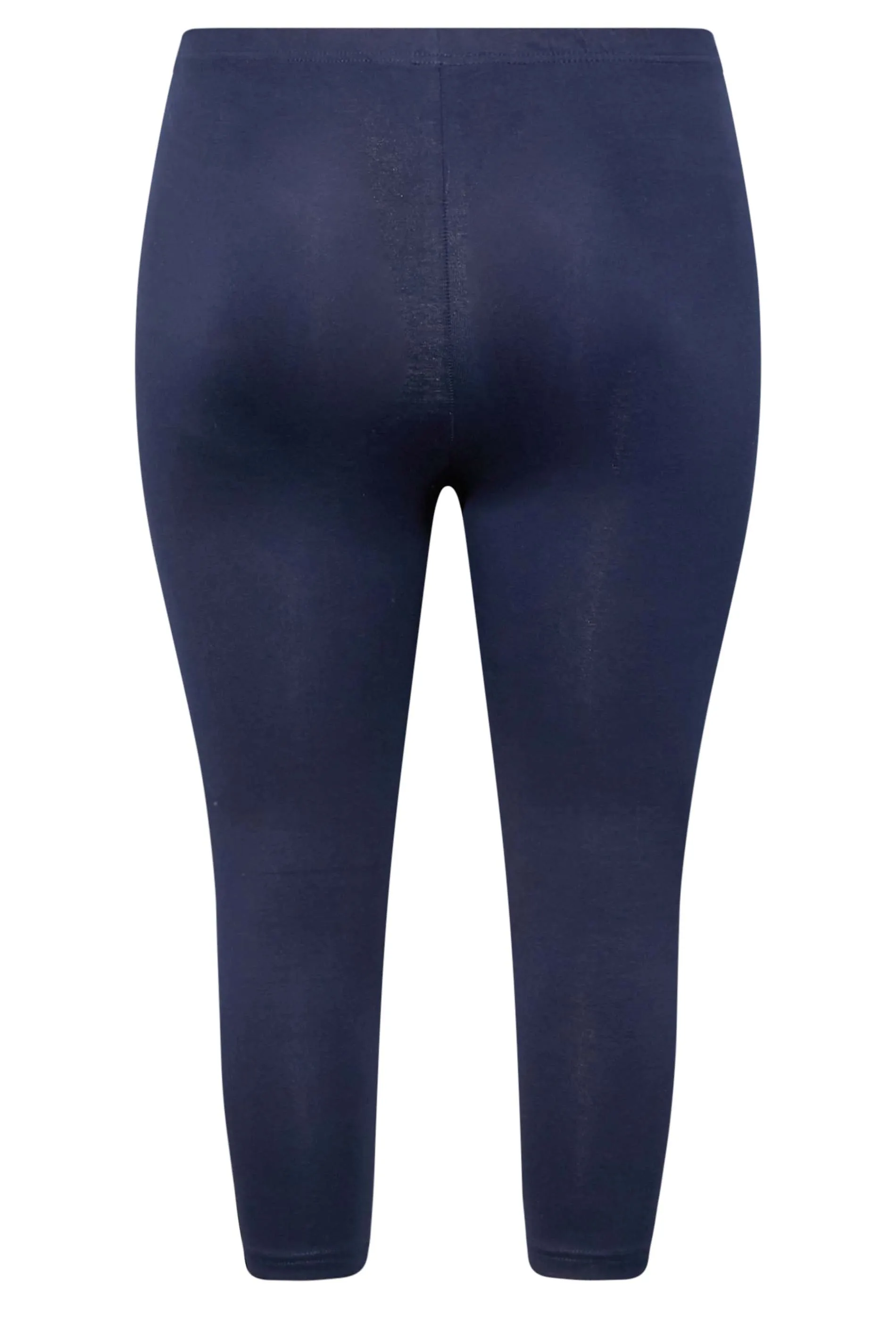 YOURS FOR GOOD Curve Navy Blue Cotton Stretch Cropped Leggings